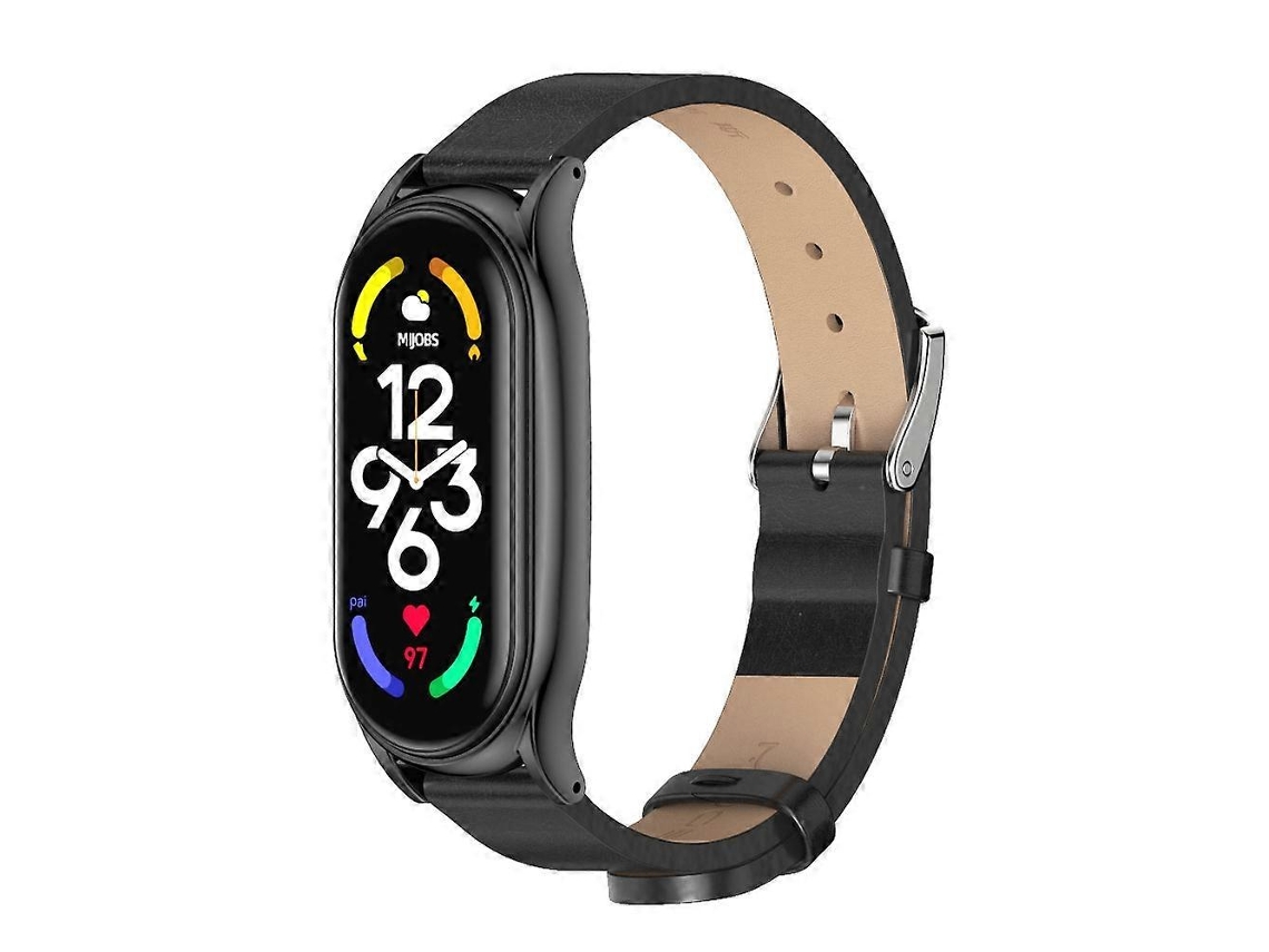 Correa de cuero de microfibra Mijobs Plus con estuche metálico para Xiaomi Mi Band 7 / 7 NFC