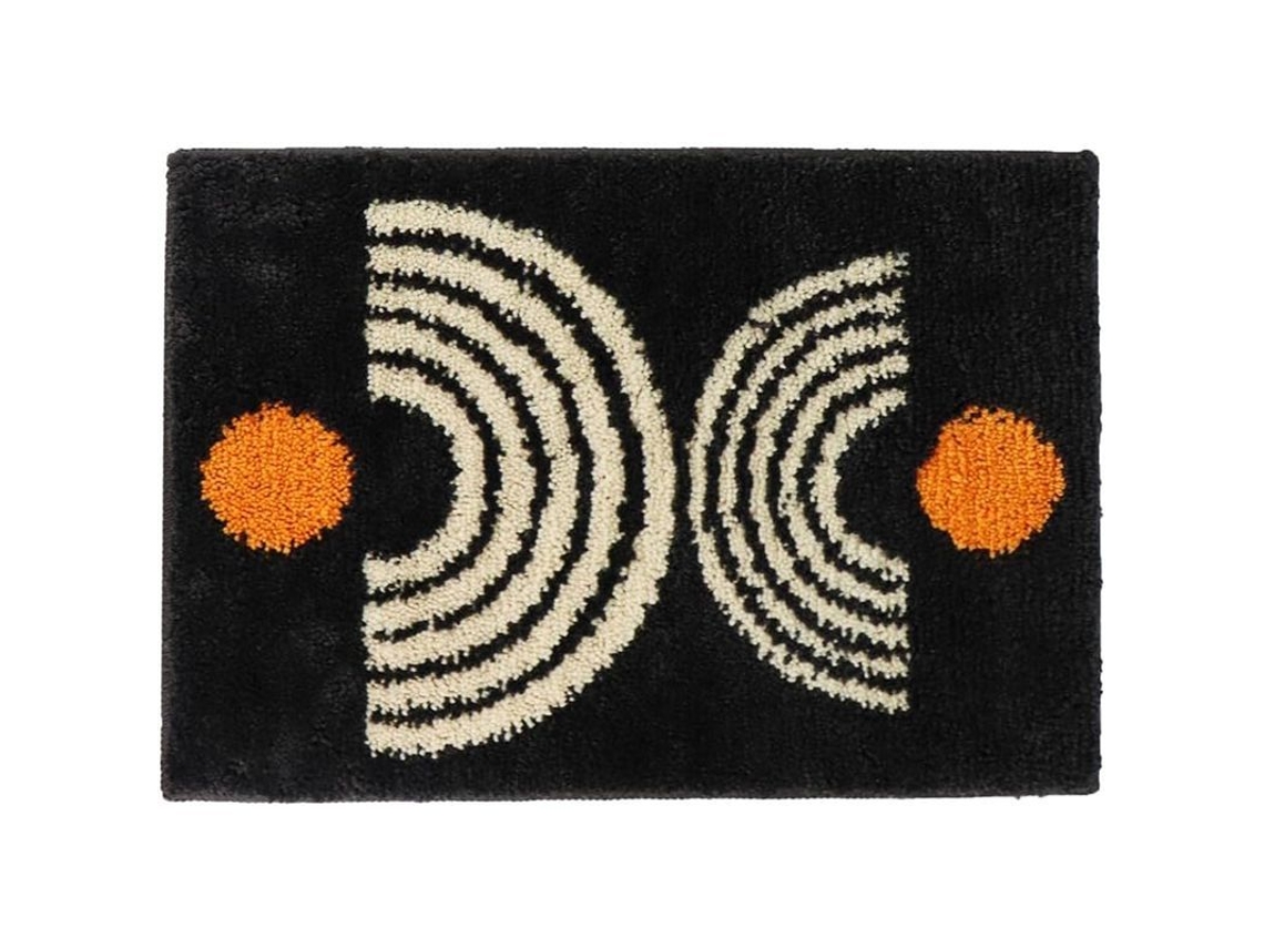 2026-alfombrilla De Baño Antideslizante Suave Y Acogedora, Absorbente, Lavable En Máquina (negro/naranja)