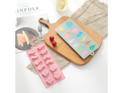 JEIIBRZUI Conjunto de 2 Moldes de Silicone para Bolo de 12 Cavidades em Formato de Boneco de Neve Meia e Árvore de Natal Cor Rosa