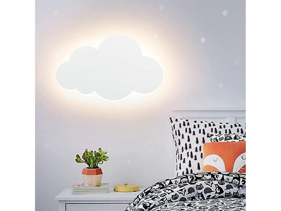 Rebe-lámpara De Pared Nube Interior Moderna Con Led Integrado Acrílico Luz Cálida Para Dormitorio Niños Blanco