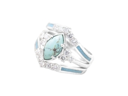 2026-47592-anillo De Turquesa Linjou De Plata De Ley 925 Con Diamantes Simulados Para Mujer Ajustable