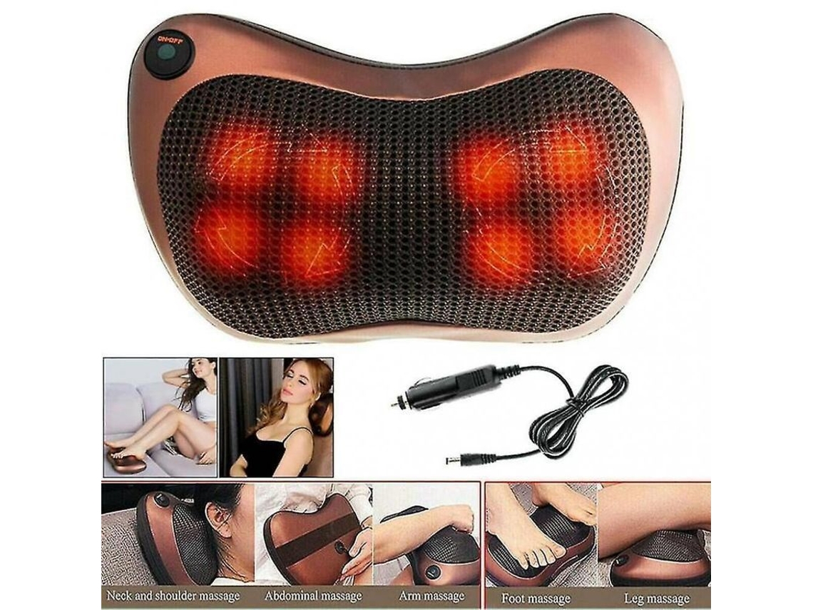 Dan26-cojín Masajeador Shiatsu Cuello Hombros Espalda Calor Infrarrojo 8 Rodillos 12v Portátil