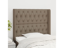 Cabecero Con Orejas De Tela Gris Taupe 103x16x118/128 Cm