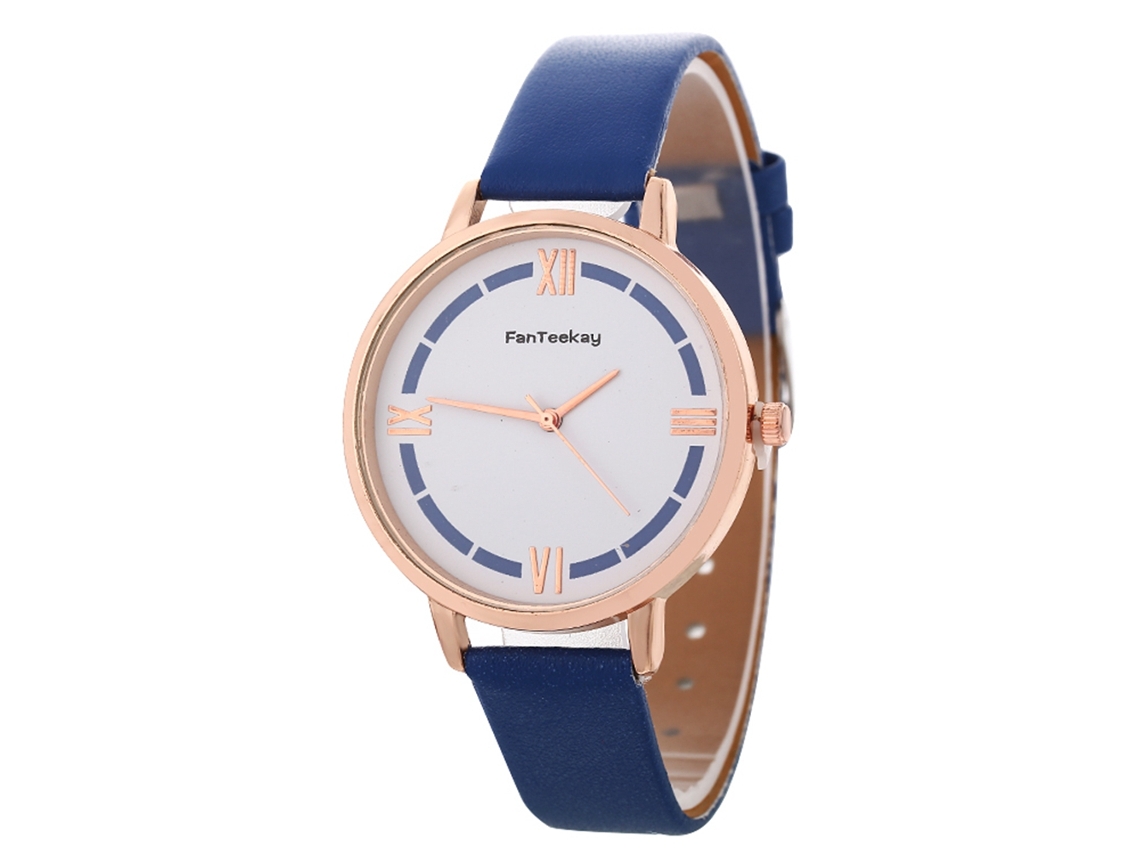 Reloj Zhoulianfa Para Mujer Con Correa De Cuero, Esfera Redonda Y Movimiento De Cuarzo Azul.