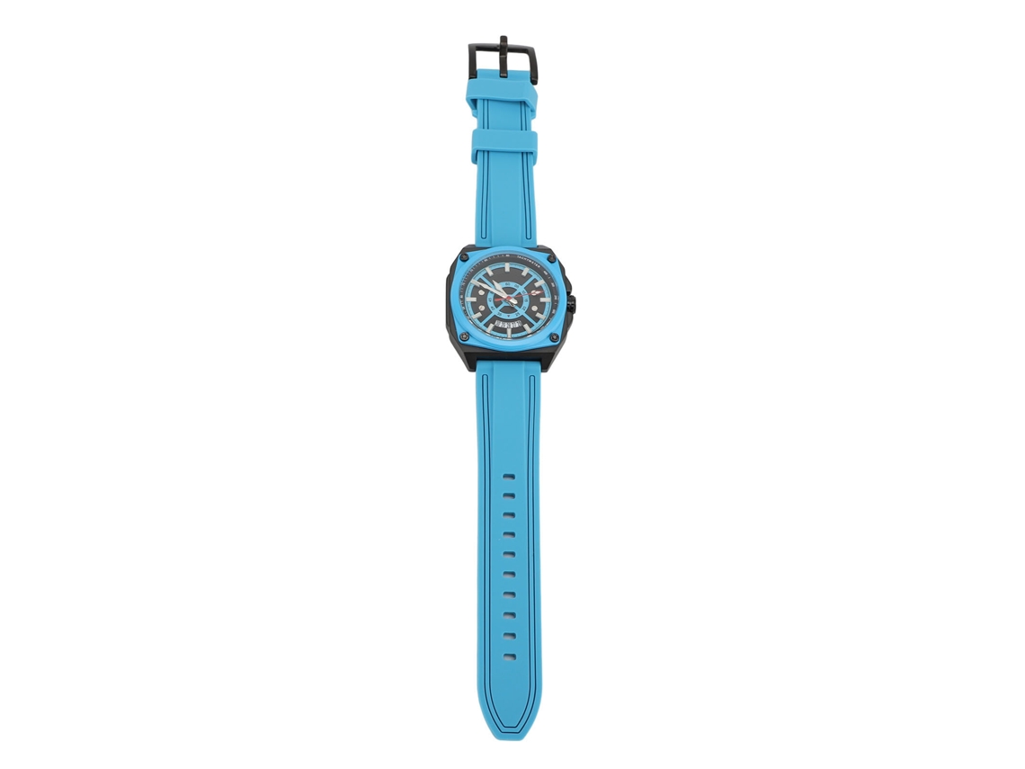 Reloj De Cuarzo Multifuncional Para Hombre, Resistente Al Agua, Cronógrafo, Correa De Silicona Azul.