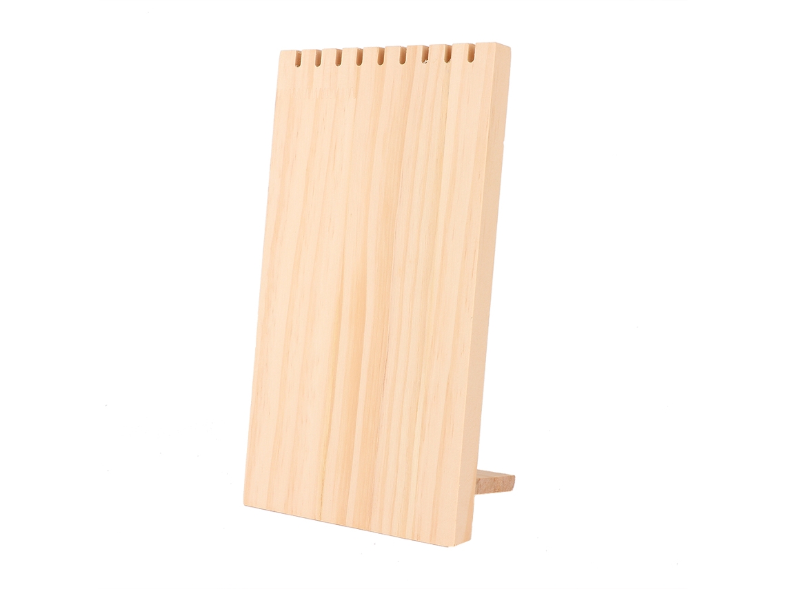 Sencillo expositor de joyas de madera con 9 ranuras