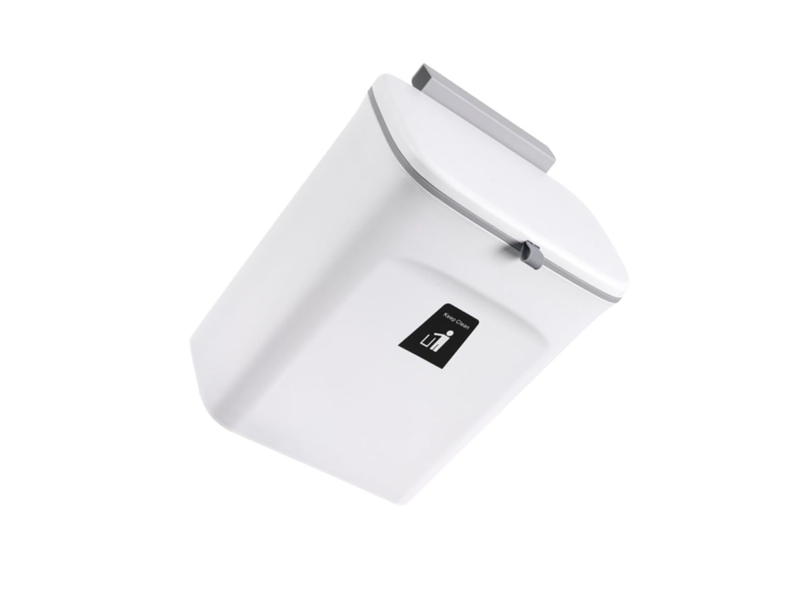 Cubo De Basura De Cocina De 9 Litros Para Montaje En Pared, Fabricado En Plástico Grueso Con Tapa Deslizante.