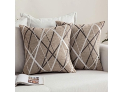 2 Fundas De Almohada Decorativas De Chenilla Texturizada, Suaves, 45x45cm, Para Sofá, Dormitorio, Coche, Beige Claro.