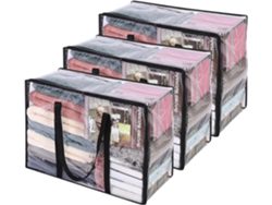 Set de 3 Bolsas Transparentes para Guardar Ropa, 40L, Plegables y con Cremallera Tommy01 (tommy01)