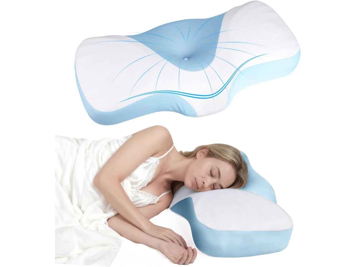 Almohada Cervical De Espuma Viscoelástica, Almohada Ergonómica De Apoyo, Almohada Para Dormir Cómoda, Azul Digitallab