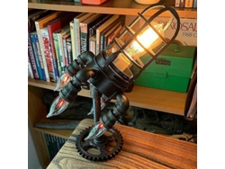 Lámpara De Mesa Decorativa Estilo Cohete Steampunk Industrial Retro Con Enchufe Europeo.