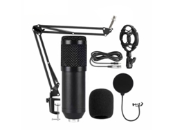 Micrófono profesional BM800 para podcast, micrófono de condensador, ideal para transmisión en vivo y grabación (negro)