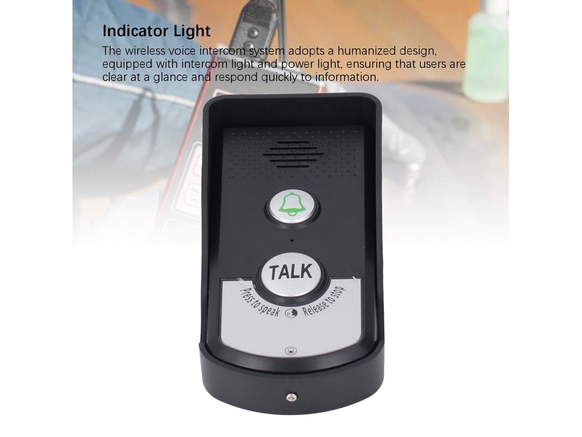 Sistema de intercomunicación inalámbrico impermeable IP54 con timbre de voz bidireccional para el hogar, laboratorio y oficina.