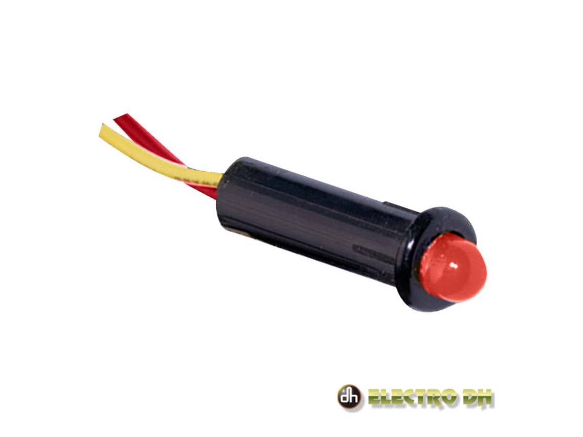 Luz Piloto Led Roja De Alto Brillo De 5 Mm Y 12 V Edh
