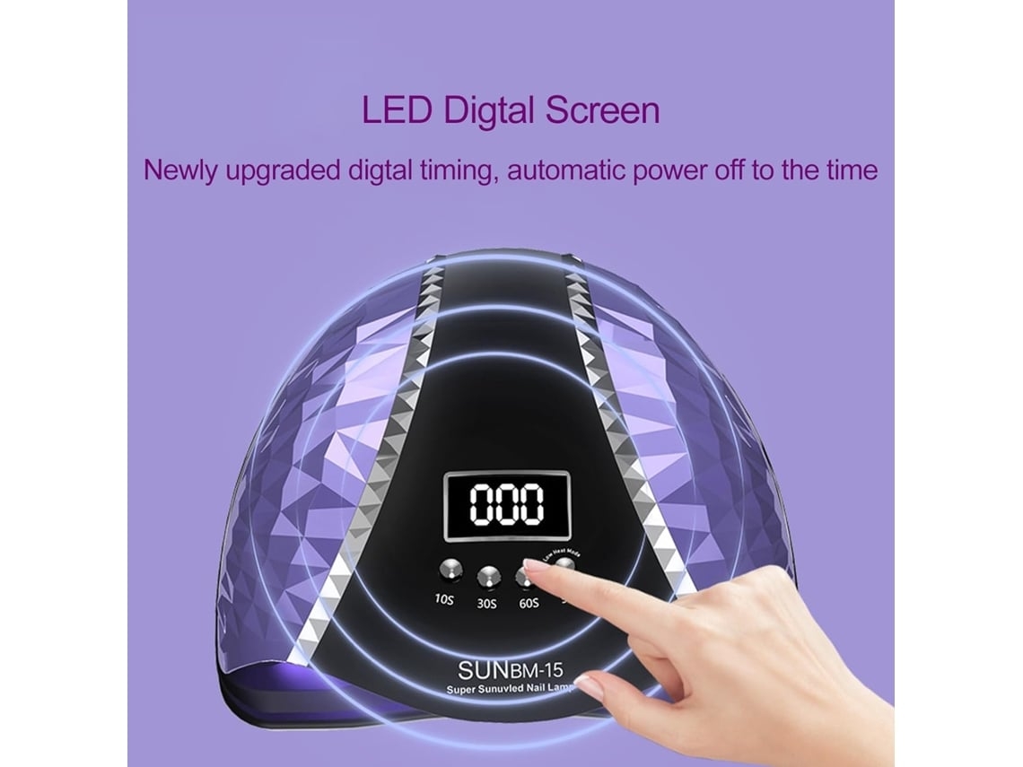 Lámpara UV de uñas de 180 W para secado rápido de esmalte en gel, sensor automático y 4 configuraciones de temporizador, 66 cuentas negras Lalamoli