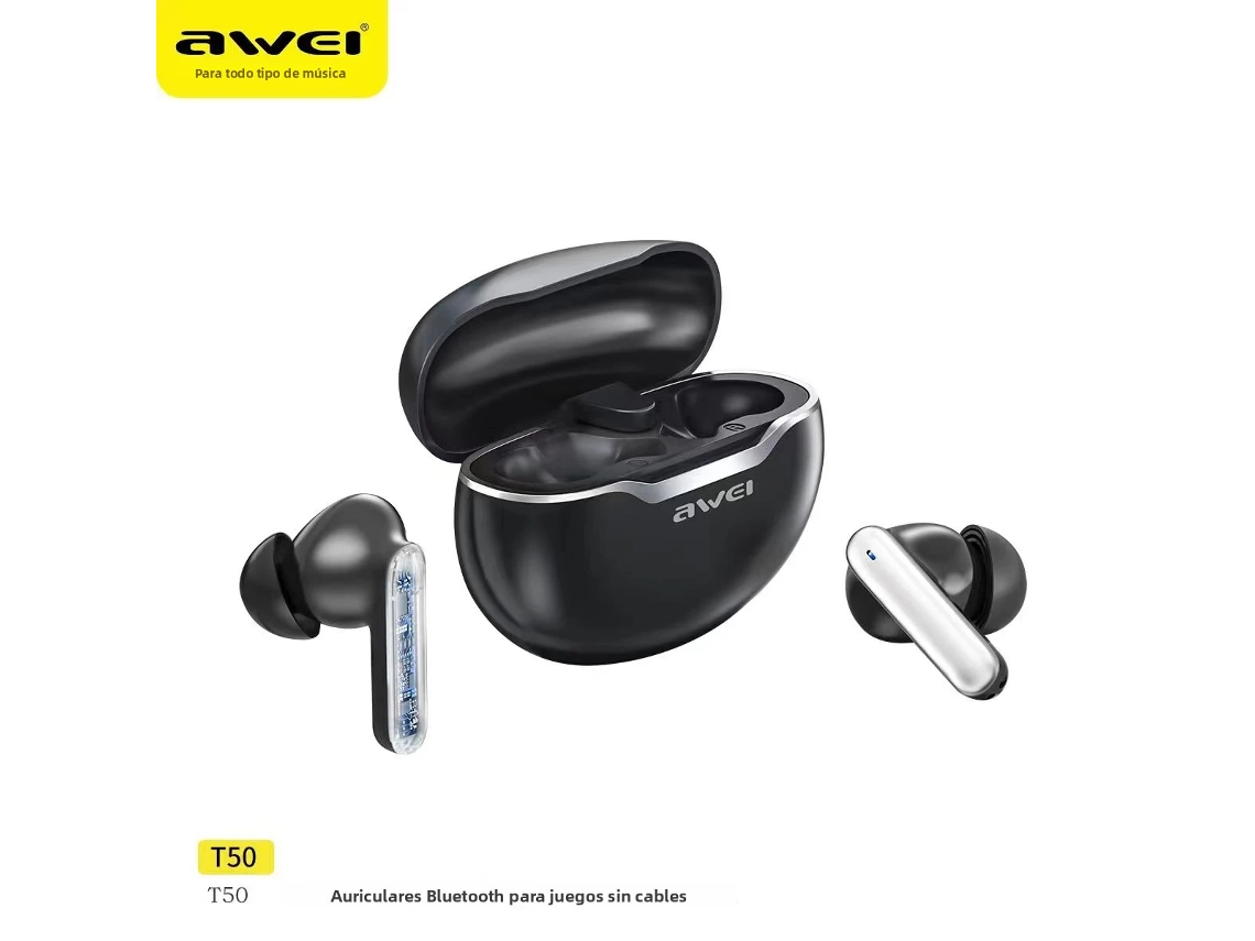 Auriculares deportivos estéreo inalámbricos Mdug con Bluetooth 5.3tws y micrófono, recargables (negros)