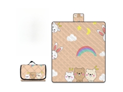 Esterilla De Picnic Impermeable Con Asa Portátil Y Plegable, Estampado De Dibujos Animados, 150x200cm (oso Arcoíris) Czhhmart