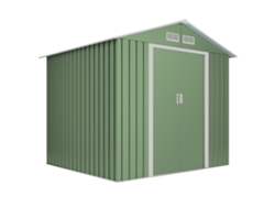 Caseta Metálica de Jardín WASABI Verde 5,27m2 - 261x202x202cm – 4 Rejillas Anticondensación - Puerta Corredera Doble