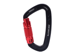 Gancho De Escalada Con Bloqueo Automático De 25 Kn (5620 Lb) En Forma De D Para Hamaca De Yoga En Hielo Y Montaña, Color Negro Con Tuerca Roja.
