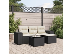 Conjunto de 5 sofás de jardín con cojines de mimbre sintético negro, Dkd Home Decor