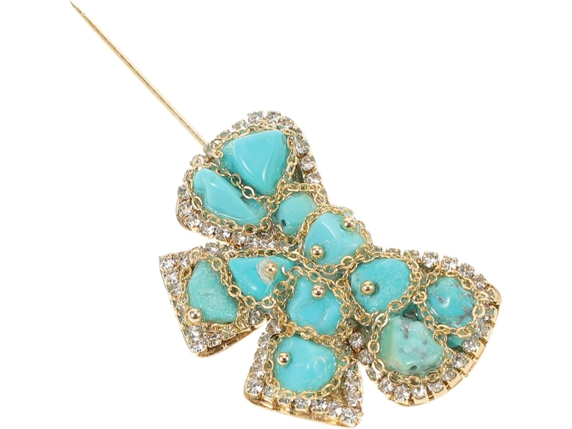 Broche Decorativo Em Cobre Turquesa Com Laço Para Casacos E Vestidos, Acessório Elegante E Versátil.