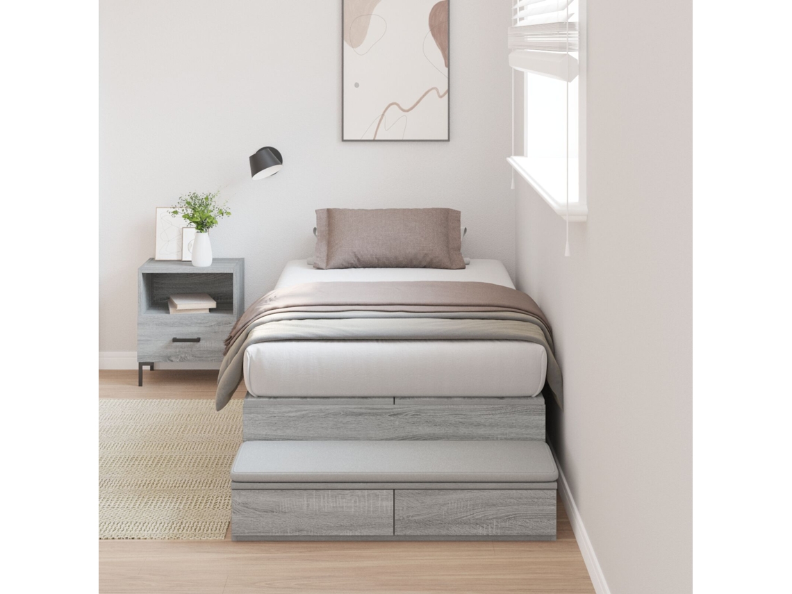 Cama Con Almacenamiento Gris Sonoma 80x200 Cm