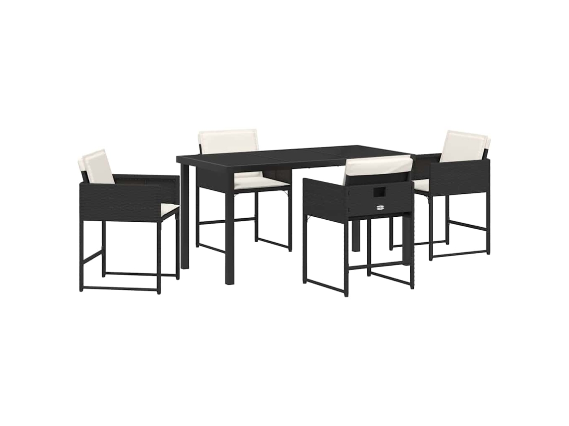 Maison Exclusive - Conjunto De Comedor De Jardín 5 Pcs Negro Ratán Sintético