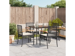 Juego de comedor de jardín de 5 piezas con cojines de mimbre negros de DKD Home Decor