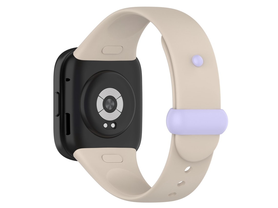 Correa de Silicona con hebilla de botón para Xiaomi Redmi Watch 3 - blanco marfil/morado claro