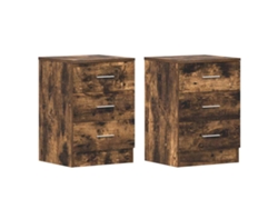 Juego de 2 mesitas de noche de roble ahumado, MAISON EXCLUSIVE (38x35x56 cm)