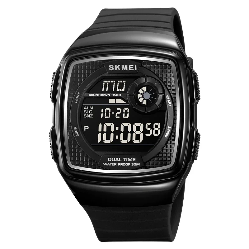 Reloj Deportivo Digital Negro Con Cronómetro, Retroiluminación, Resistente Al Agua Y Alarma.