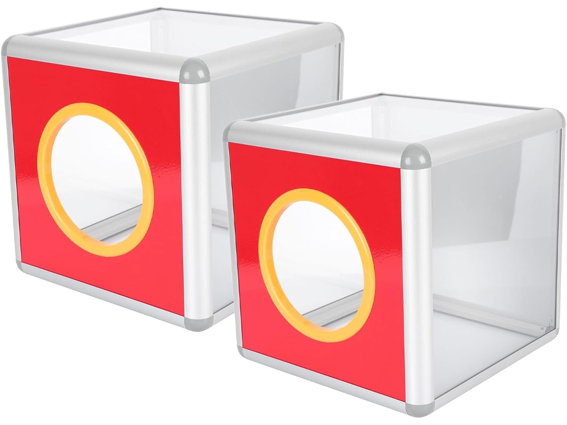 Caja De Rifa Grande Redonda Transparente De 2 Piezas Con Marco De Aleación De Aluminio