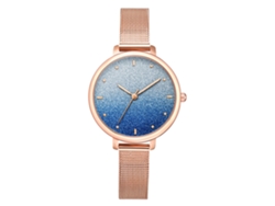 Elegante Reloj De Pulsera Informal De Aleación Para Mujer Con Esfera Redonda Y Movimiento De Cuarzo Azul.