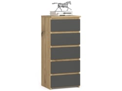 Cómoda Akord Cl5 Roble Artisan 40 Cm 5 Cajones Frente En Color Grafito Gris 40x35x92 Cm