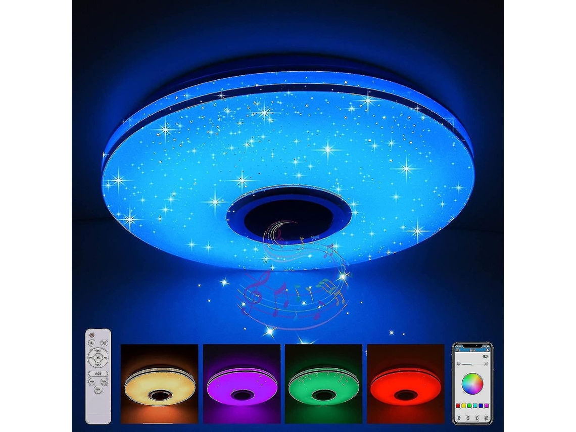 Rebe-lámpara De Techo Led 36w Dimmable Con Altavoz Bluetooth, Control Remoto/app, Cambio De Color Rgbw