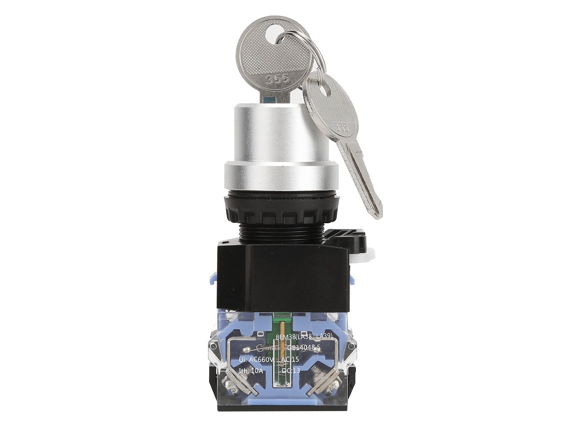 2026dz-10 Piezas Interruptor de llave Bem38-11y/22 2 posiciones 1 NO 1 NC 22 mm Reinicio automático