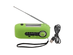 Radio portátil de emergencia Baok IPX3 resistente al agua con manivela y energía solar, linterna de 5 LED para acampar - Verde