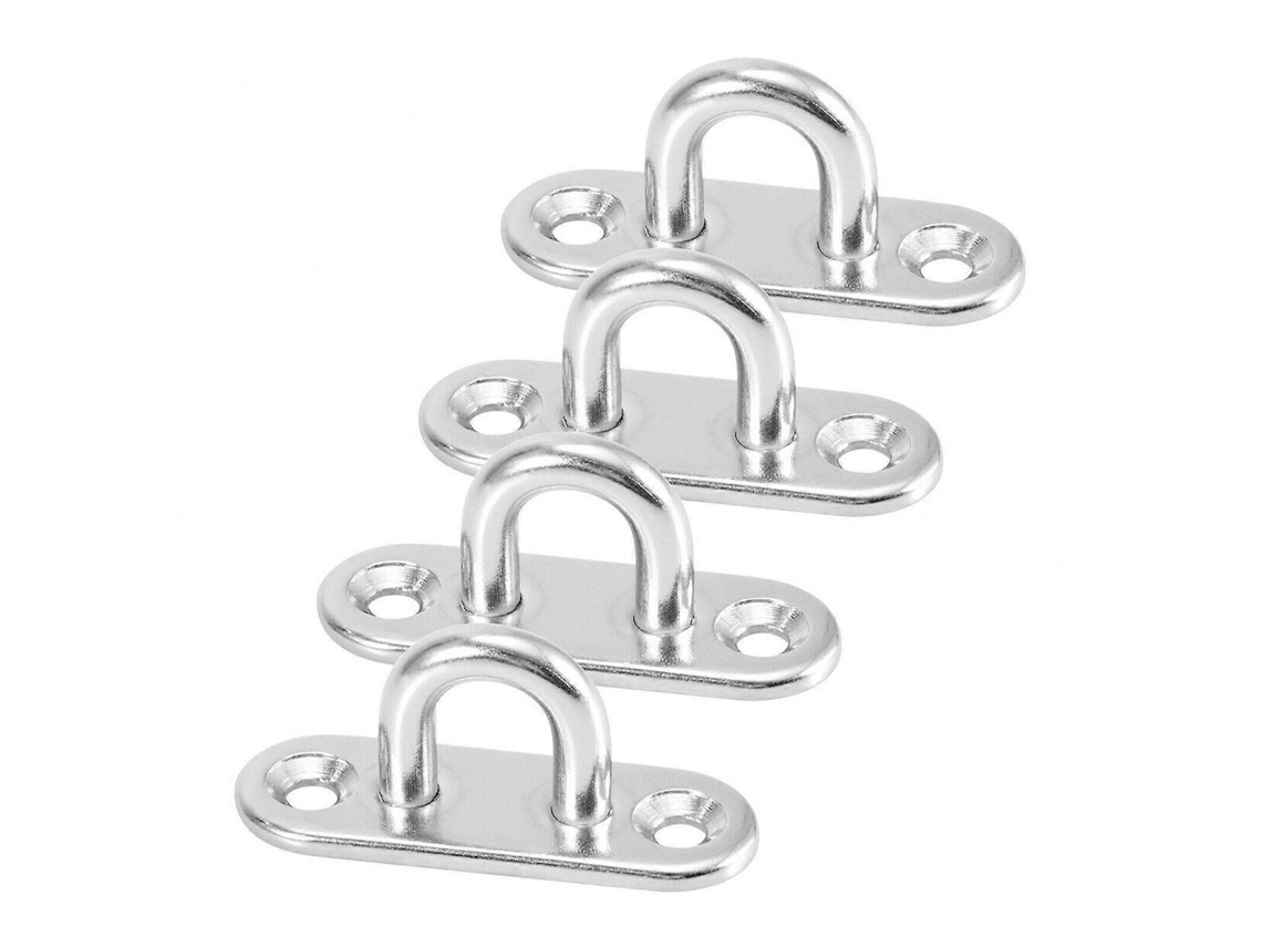 4pcs Placa Ojo De Almohada Oblonga Anillo Gancho Acero Inoxidable U-forma Barco Puerta Accesorio Hogar
