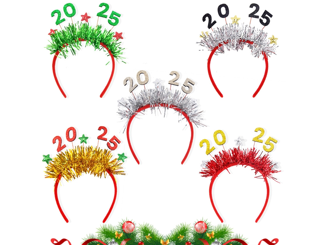 Tiara de Año Nuevo - Tiara de 5 Piezas para Fiesta de Año Nuevo con Purpurina RNEMITERY