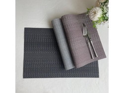 Omni-set De 3 Manteles De Comedor De Pvc Y Poliéster, 30x45cm (negro, Rosa-gris, Azul-gris)