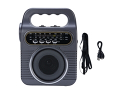 Radio Portátil Retro Fm Am Sw Con Altavoz Bluetooth Y Linterna, Funciona Con Pilas, Color Gris.