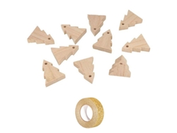 Guirnalda 10 abetos de madera 5 cm Masking tape dorado con brillo 5 m