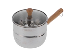 Olla de acero inoxidable 304 con tapa y rejilla para cocinar al vapor con mango de madera para cocina