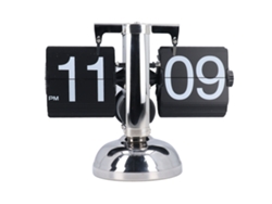 Reloj De Mesa De Volteo Mecánico Vintage Digital Batería Acero Inoxidable Ajustable Negro