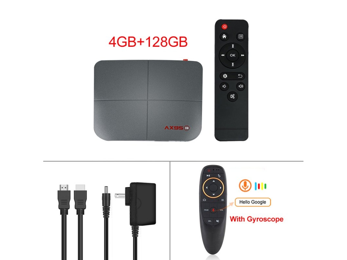 Box Smart Tv Para Android 9,0 10,0 4 + 218g receptor de TV 4 + 128G_enchufe australiano + control remoto G10S