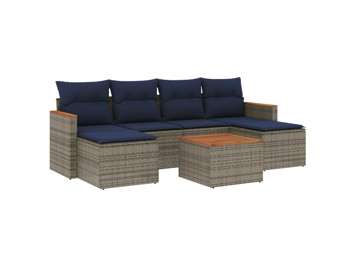 Maison Exclusive - Conjunto De Sofá De Jardín De 7 Piezas Con Cojines, Poliratán Gris