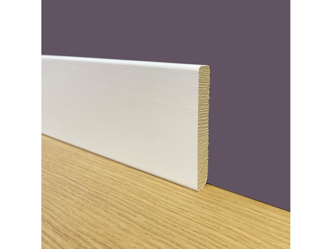 Zócalo ETERNAL PARQUET Zoccolatura Cuadrado Lacado Blanco en Madera Maciza 70X10 (Precio Por Ml)