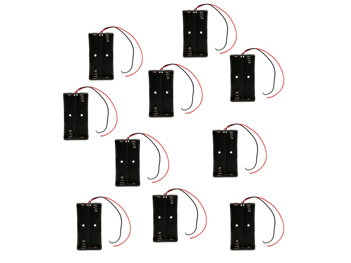 Veloriskku-10 Piezas Caja para Batería 18650, Soporte para Batería de Dos Filas, Negro, con Cableado en Serie
