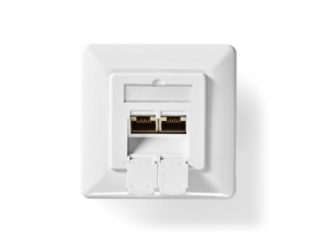 NEDIS Caja De Red De Pared 2 Puertos Cat6 Recta Hembra Pvc Chapado En Oro Blanco
