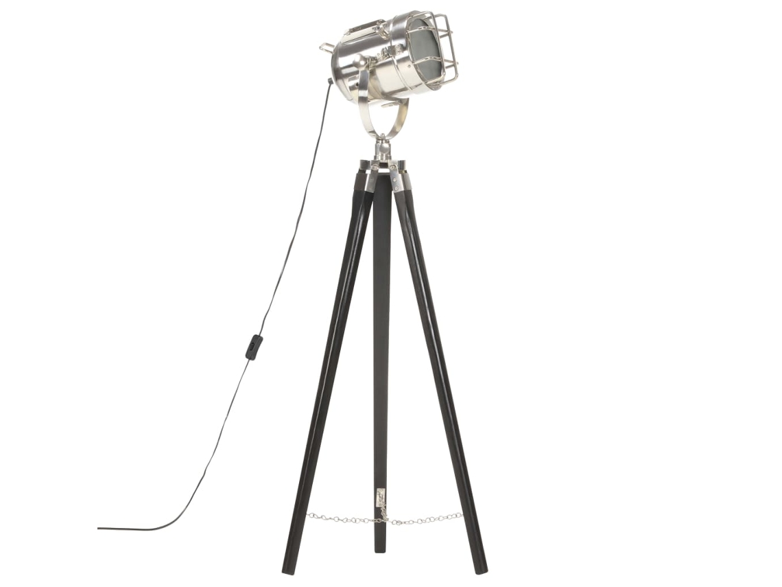 Lámpara Luminaria de Pie Trípode 97 cm Madera de Mango Maciza Negro